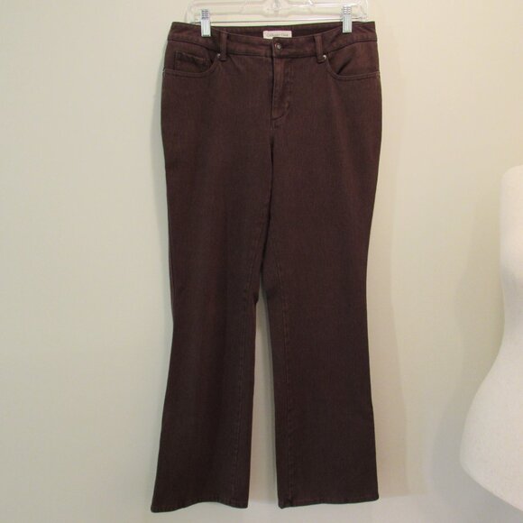Coldwater Creek Brown Knit Denim Boot Cut Pants Size 8 - Picture 5 of 13